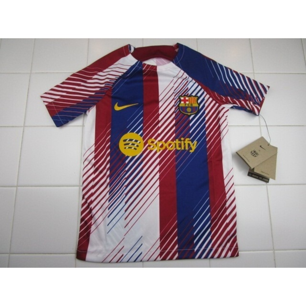Nike FC Barcelona 2023 Pre Match Training Spotify Soccer Jersey Youth Small
